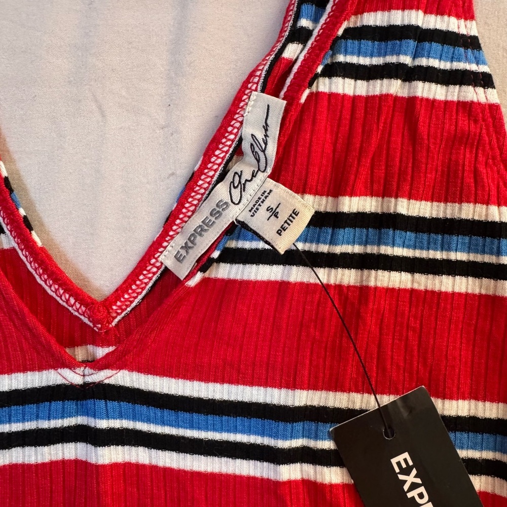 Express Red and Black Striped Tank Top - Picture 2 of 2
